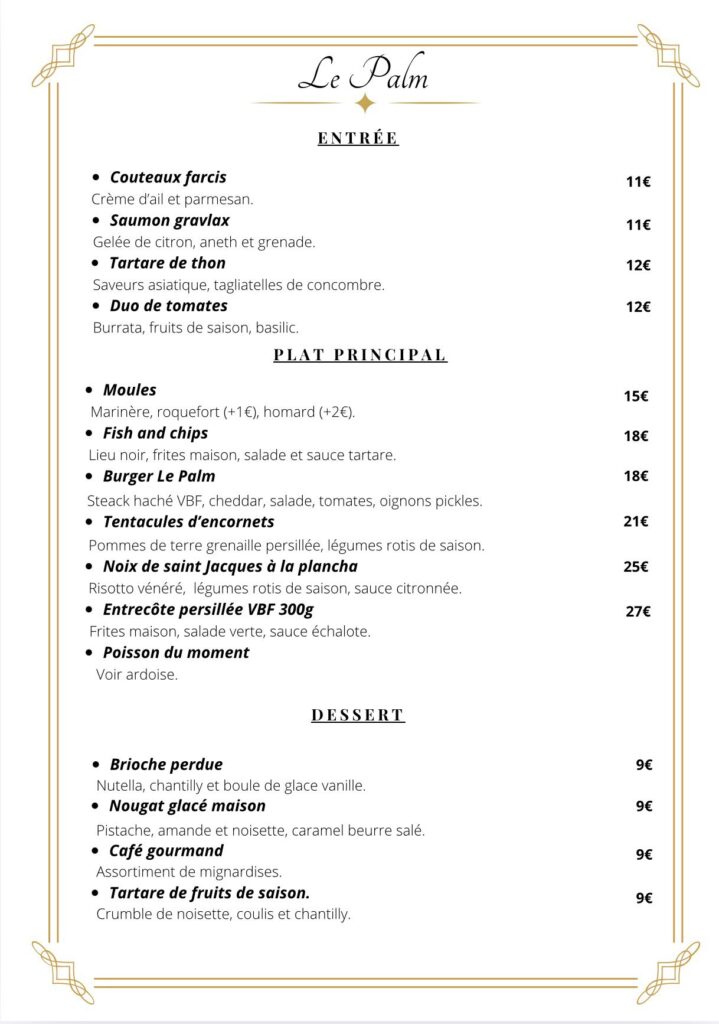 Restaurant Le Palm à Chatelaillon - Fruits de mer, poissons